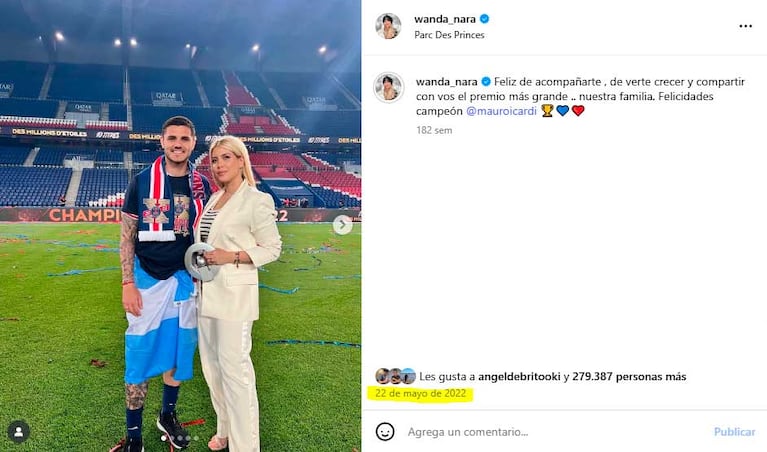 Un posteo que Wanda Nara desarchivó para mostrar que seguían en pareja con Mauro Icardi post "Wandagate" (Foto: Instagram wanda_nara)