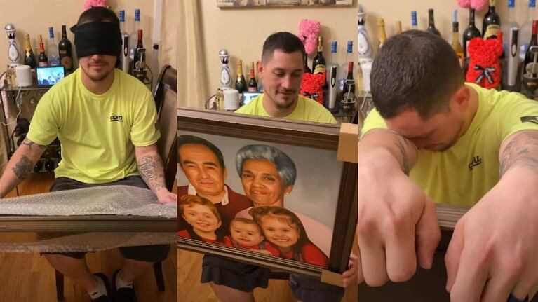 Un retrato en el que aparecen sus abuelos fallecidos y sus hijos consigue emocionar a este hombre hasta las lágrimas