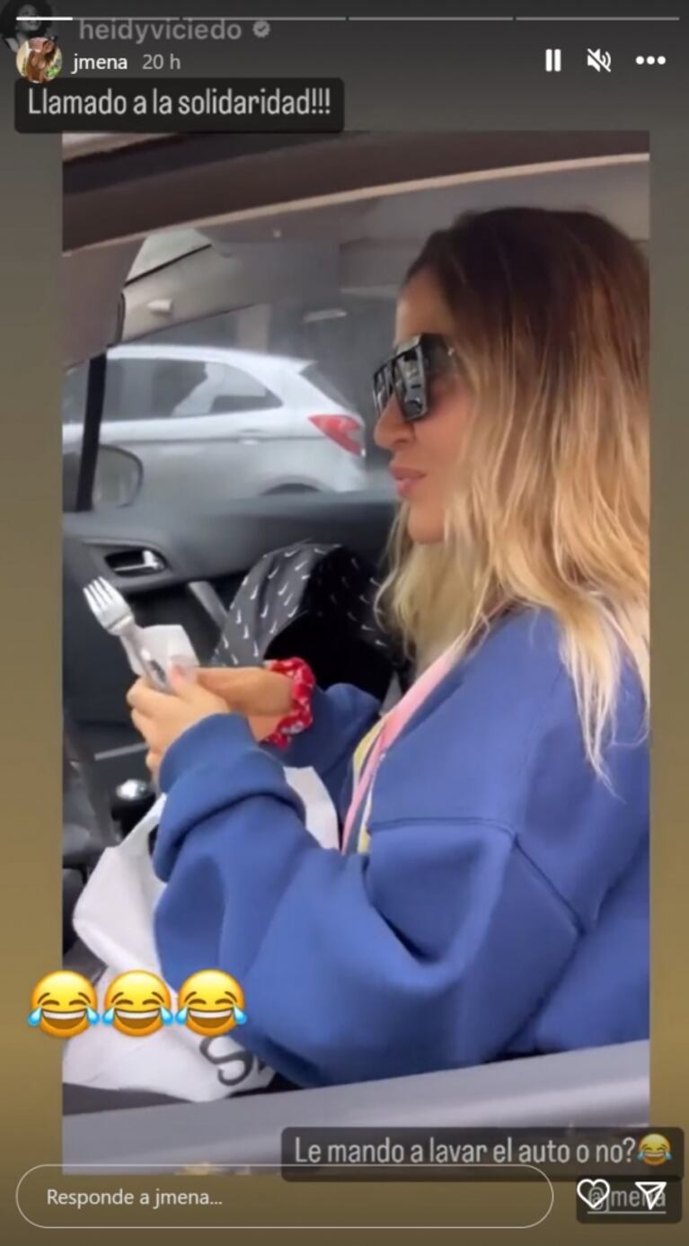 Una amiga de Jimena Barón la mandó al frente por la mugre de su auto: "¿Se lo mando a lavar?"