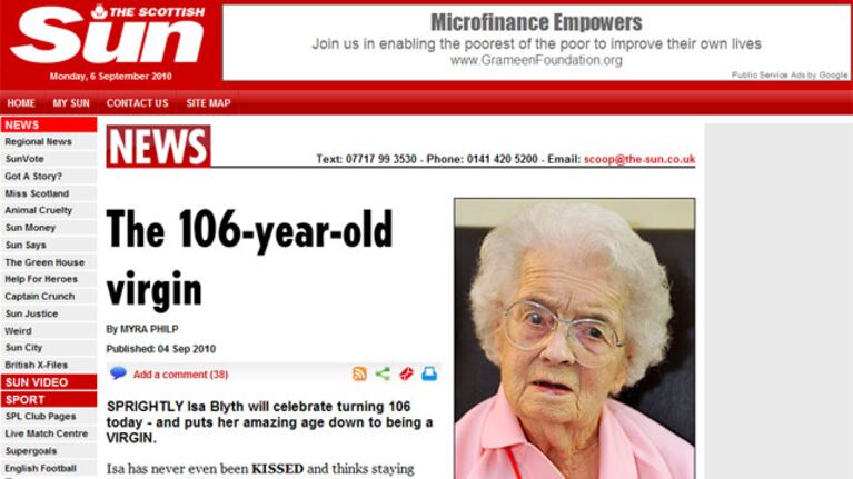 Una anciana escocesa tiene 106 años y es virgen
