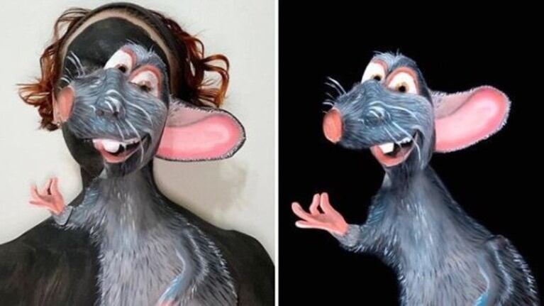 Una artista transforma su cara en icónicos personajes de Disney Pixar