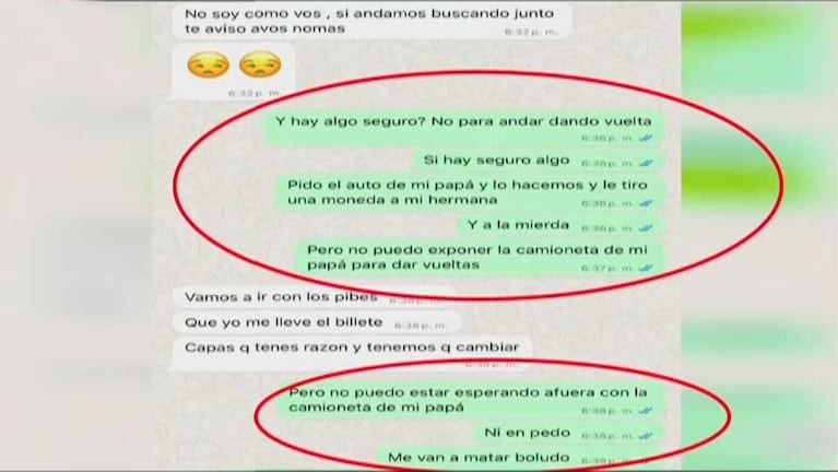 Una de las capturas de los chats de Morena Rial con los delincuentes (Foto: captura América TV)