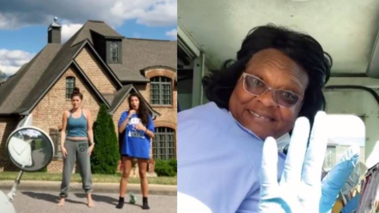 Una empleada del correo interrumpe vídeo de TikTok de dos amigas y se vuelve viral