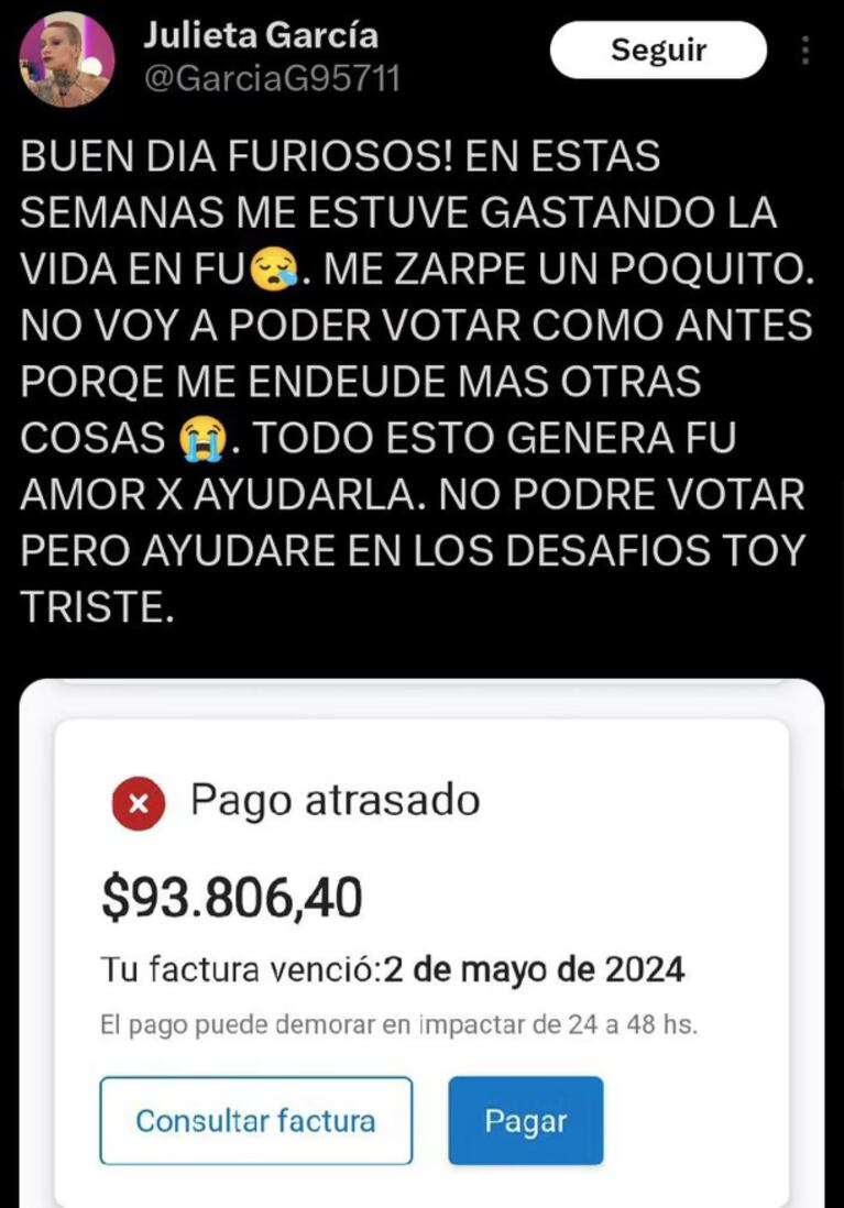 Una fanática de Furia se endeudó por votar en Gran Hermano y pidió ayuda: cuánto gastó en el teléfono