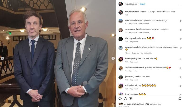 Una foto de Moritá con un funcionario causó escándalo en el país vecino (Foto; Instagram @roquebaudean)