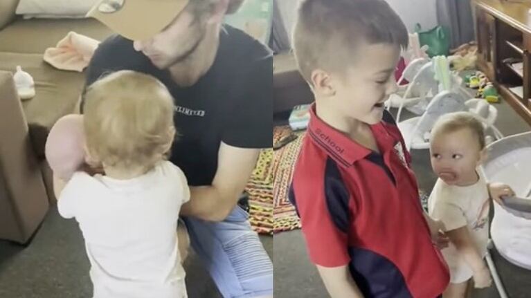 Una madre captó el momento en que su hijo conoció a sus nuevos hermanos por primera vez tras un parto prematuro