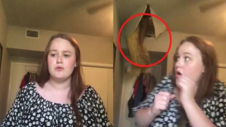 Una mujer cae desde el techo mientras su hija cantaba