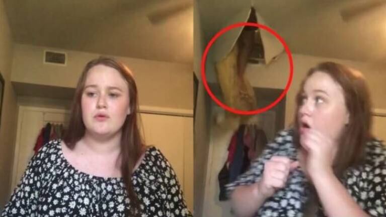 Una mujer cae desde el techo mientras su hija cantaba