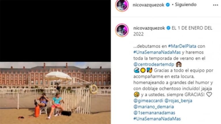 Una Semana Nada Más llega a Mar del Plata: el divertido video del anuncio de Nico Vázquez, Gime Accardi y Benjamín Rojas