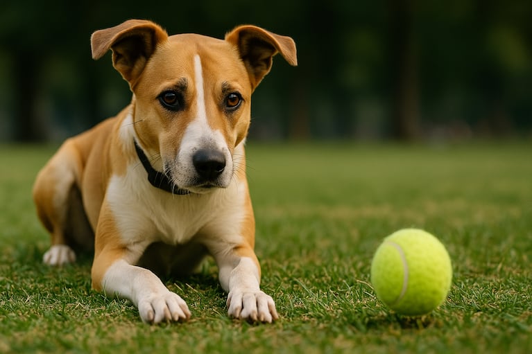 Uno de los mayores pasatiempos de los perros es correr detrás de la pelota. Foto: IA (ChatGPT)
