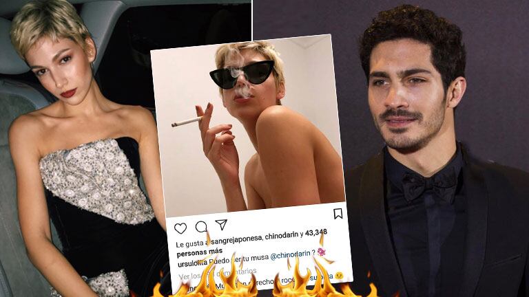Úrsula Corberó le dedicó una sugerente foto en topless al Chino Darín y él la piropeó: Sos mi musa con derecho a...