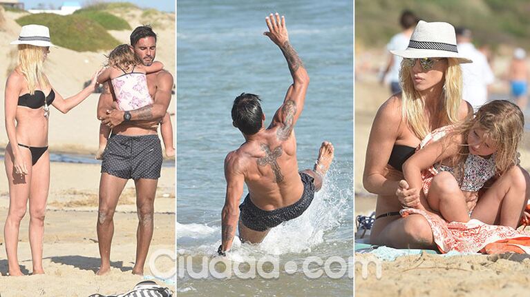 ¡Vacaciones en familia! Nicole Neumann, Poroto Cubero y sus hijas, puro relax en las playas de José Ignacio. (Foto: GM Press)