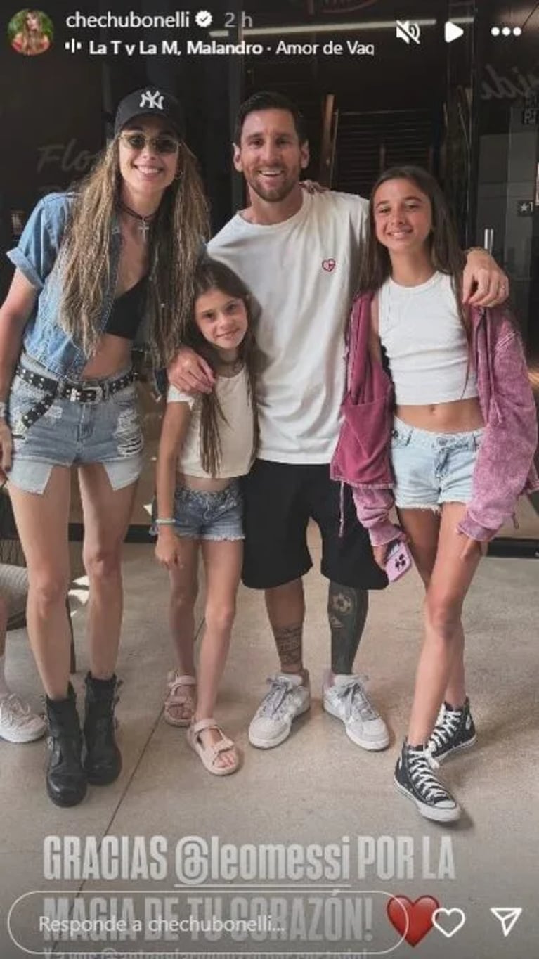 Vacaciones, playa y un cruce inesperado con Messi marcaron el viaje de Chechu Bonelli a Estados Unidos. Crédito: Instagram
