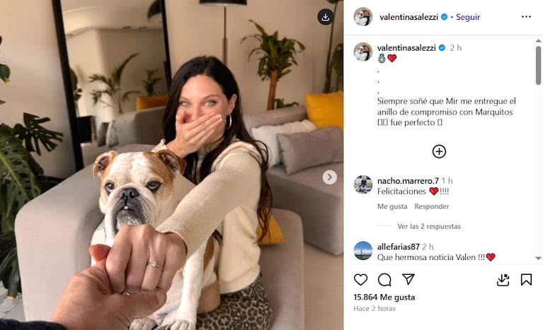 Valentina Salezzi se comprometió (Foto: captura de Instagram).