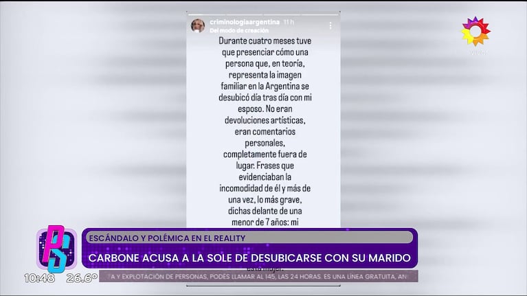 Vanesa Carone contra la Sole en Instagram (Foto: redes sociales).