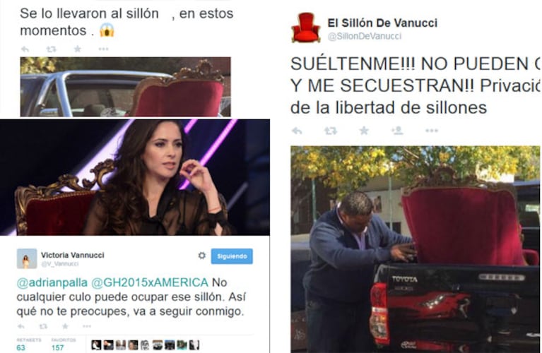 Vannucci se enojó, se llevó el sillón a su casa y estallaron las bromas en Twitter. (Fotos: Web)
