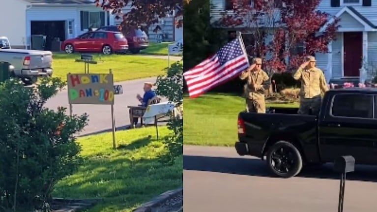 Varios vecinos se organizan para sorprender a un veterano de guerra con un desfile por su 100 cumpleaños