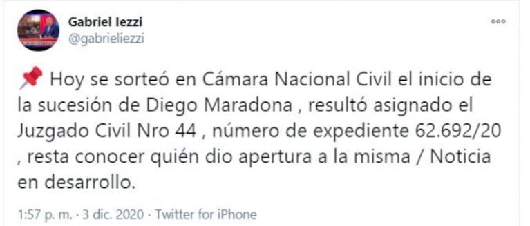 Ventura confirmó que se inició la sucesión de la millonaria herencia de Diego Maradona: "Están todos corriendo"