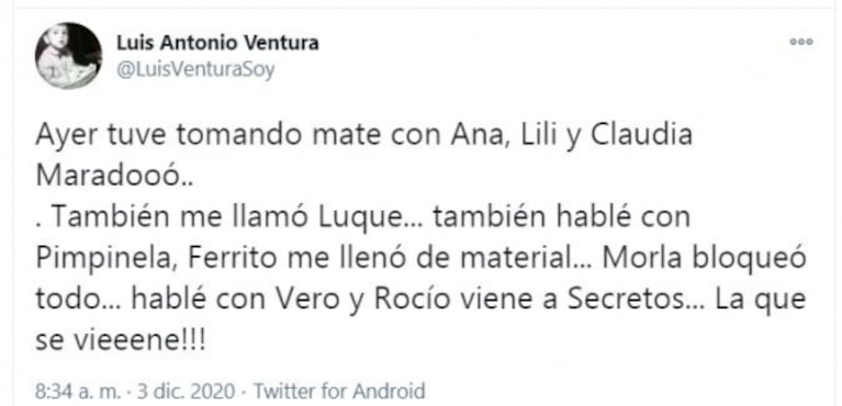 Ventura confirmó que se inició la sucesión de la millonaria herencia de Diego Maradona: "Están todos corriendo"