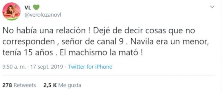Vero Lozano, indignada con Daniel Navarro por su análisis sobre el femicidio de Navila: "El machismo la mató"