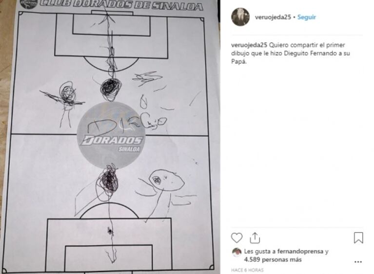 Verónica Ojeda mostró el primer dibujo que Dieguito Fernando le hizo a su papá, Diego Maradona