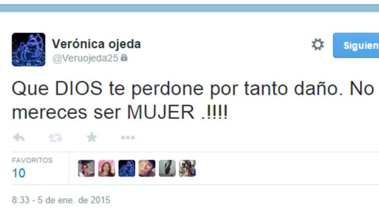Verónica Ojeda también le respondió en la red social (Foto: Captura).