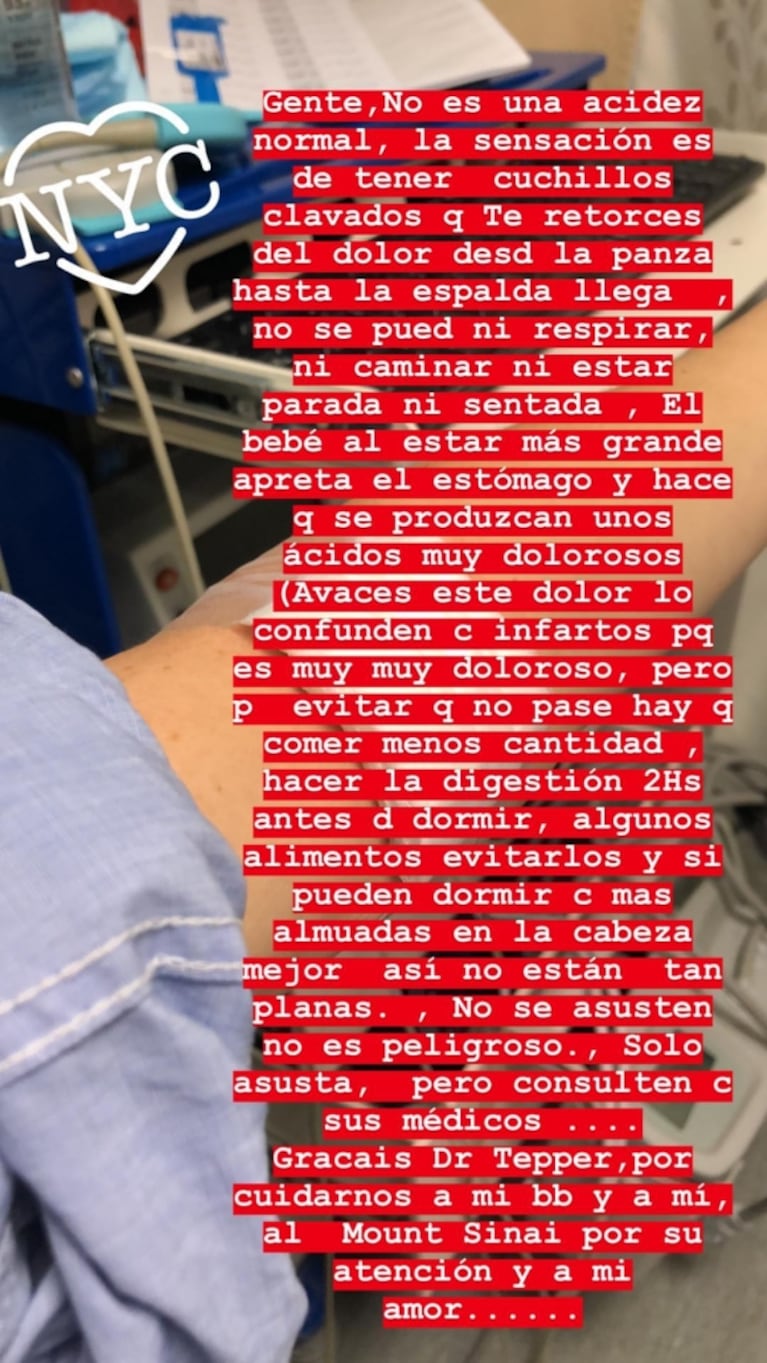 Vicky Xipolitakis estuvo internada por una horas: "Embarazadas, ojo con la pirosis"