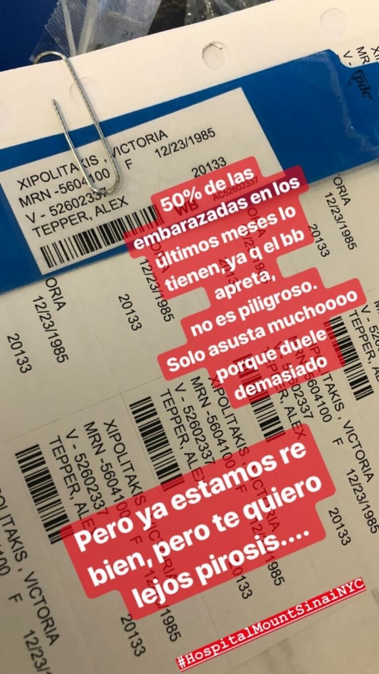 Vicky Xipolitakis estuvo internada por una horas: "Embarazadas, ojo con la pirosis"