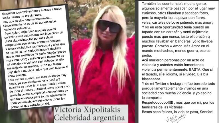 Vicky Xipolitakis se defendió de las críticas luego de su paso por Nueva York tras el atentado: Les hablo a los...