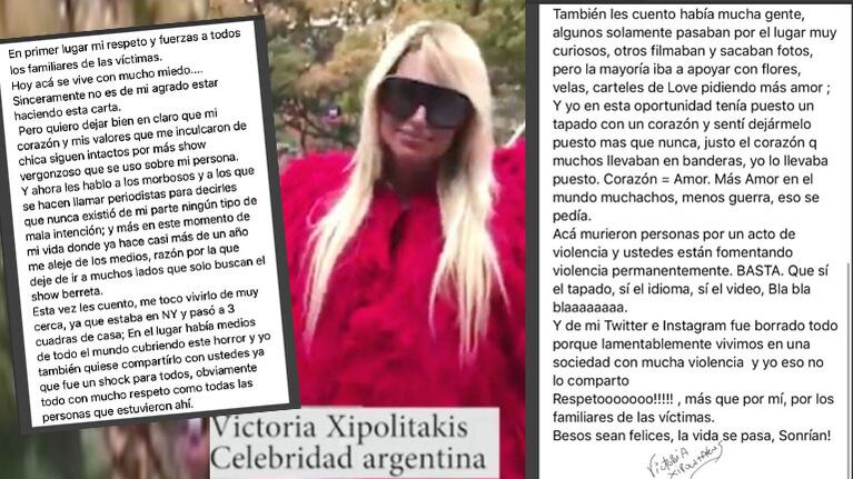 Vicky Xipolitakis se defendió de las críticas luego de su paso por Nueva York tras el atentado: Les hablo a los...