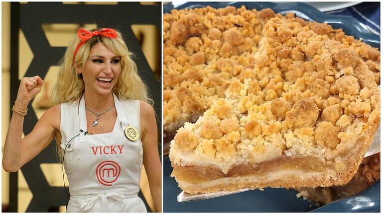 Vicky Xipolitakis se hizo famosa en MasterChef por su crumble de manzana. Foto: Montaje