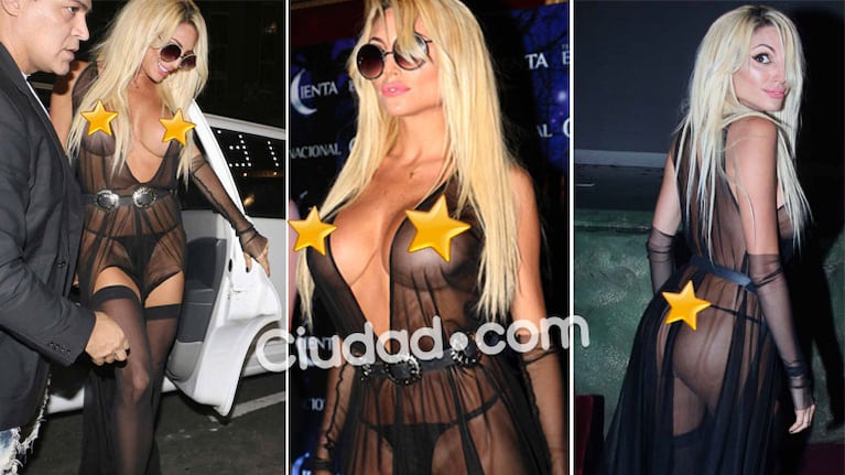Vicky Xipolitakis y su look más osado, en el estreno de la obra de su amiga Moria Casán. (Fotos: Movilpress)