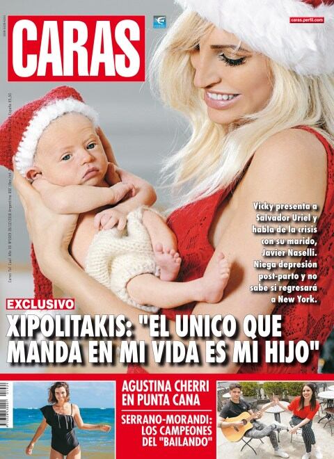 Vicky Xipolitakis y sus fotos navideñas para presentar a Salvador Uriel, su hijo. Fotos: Revista Caras