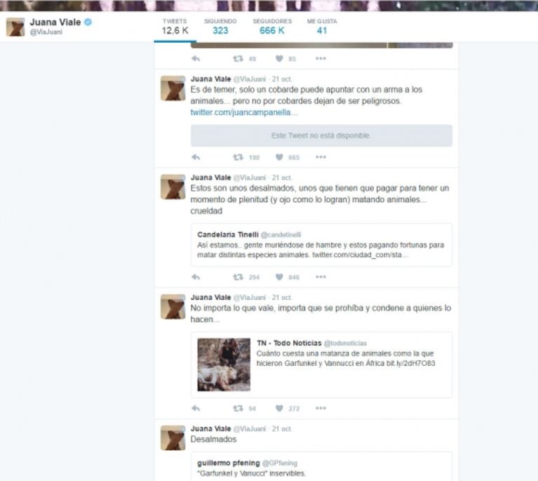 Victoria Vannucci apuntó contra Juana y Nacho Viale: "Son unos hipócritas; hay una foto de ellos, a los 15 años, con un rifle y un animal en el campo"