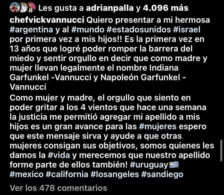 Victoria Vannucci en sus redes sociales.