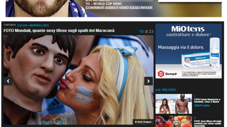 Victoria Xipolitakis, la hincha sexy de Argentina. (Foto: captura web Corriere dello Sport)