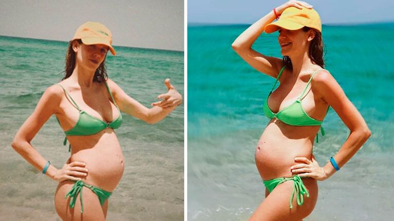 Violeta Urtizberea lució en bikini su embarazo de seis meses en la playa