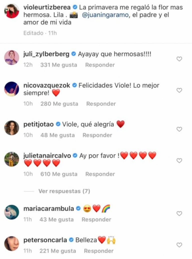 Violeta Urtizberea presentó a su beba, Lila: dulce postal y las felicitaciones de los famosos 