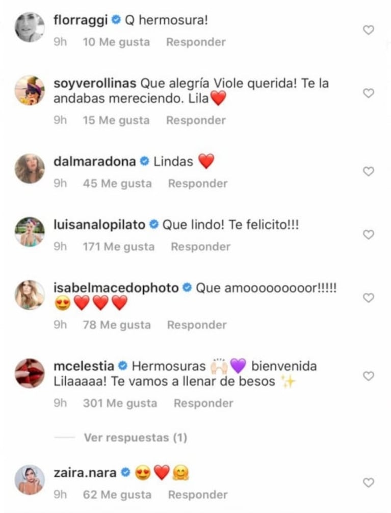 Violeta Urtizberea presentó a su beba, Lila: dulce postal y las felicitaciones de los famosos 