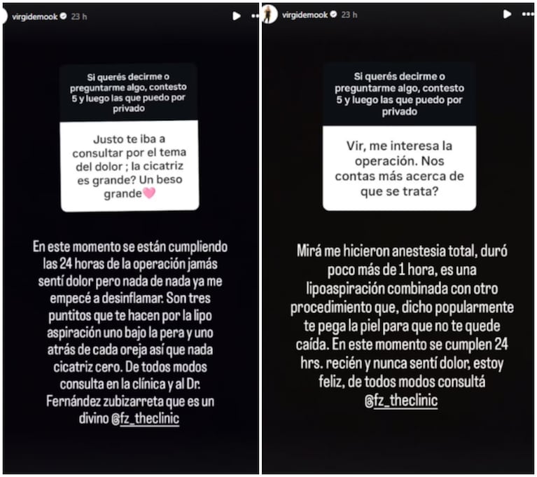 VIRGINIA DEMO sobre su operación. Crédito: Instagram/@virgidemook