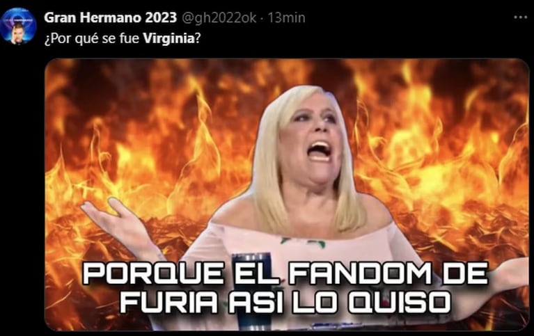 Virginia fue eliminada de Gran Hermano en un mano a mano contra Furia: los memes más picantes