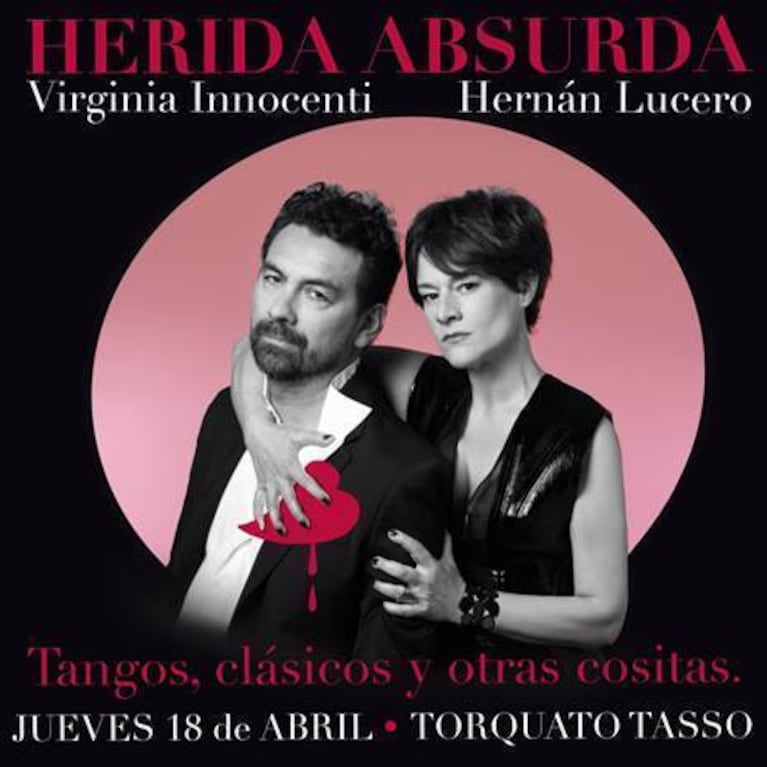 Virginia Innocenti y Hernán Lucero presentan Herida absurda en el Torquato Tasso