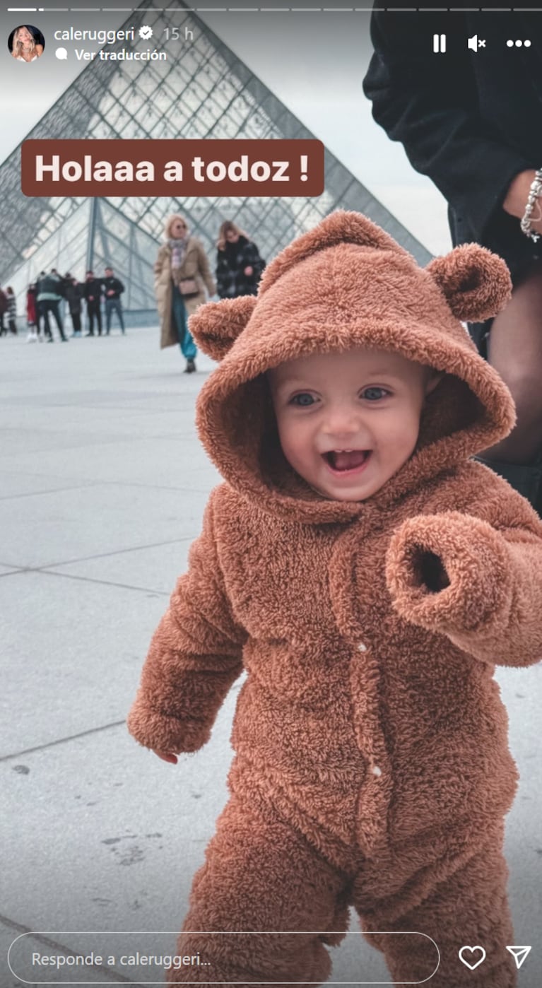 Vita, la hija de Cande Ruggeri, se vistió de osita para pasear por París: el video más tierno