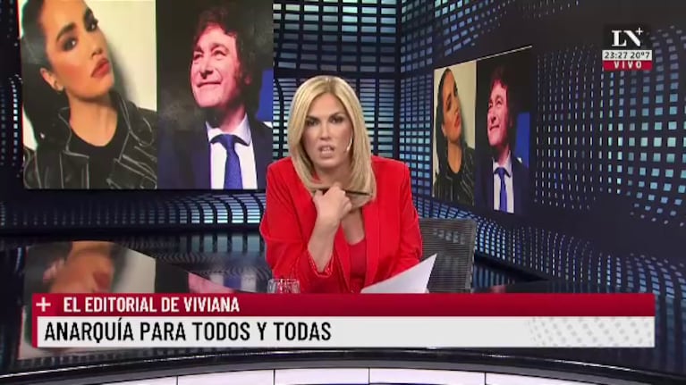 Viviana Canosa defendíó a Lali Espósito de Javier Milei. Foto: Captura de TV