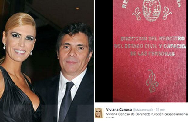 Viviana Canosa se casó con Alejandro Borensztein. (Fotos: Caras y Twitter)