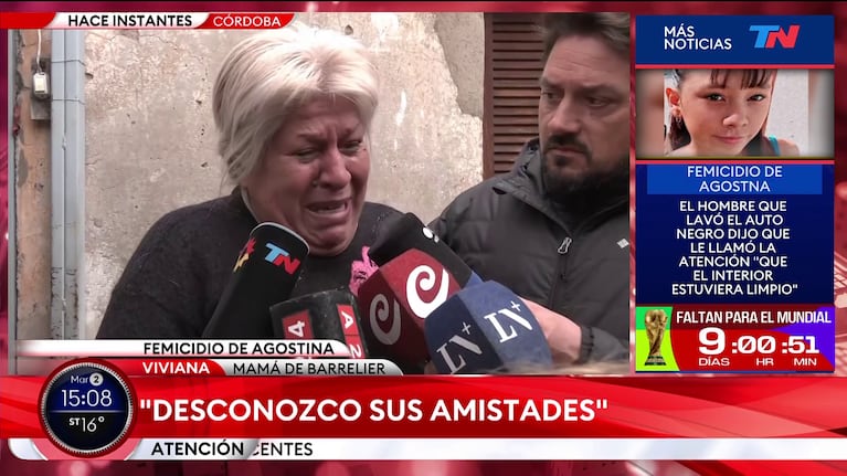 Viviana, la mamá de Claudio Barrelier, imputado por el femicidio de Agostina Vega.