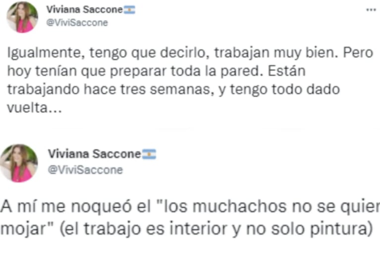 Viviana Saccone criticó a quienes trabajaban en su casa, la fulminaron y reaccionó: "Yo soy nieta de albañil"