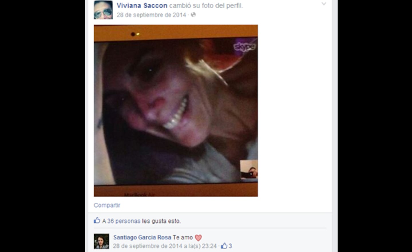 Viviana Saccone y Santiago García Rosa blanquearon su amor en las redes sociales (Foto: Facebook)