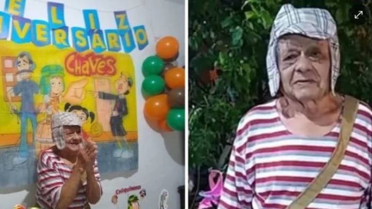 ¡Volvió a ser niño! Abuelito festeja su cumpleaños como El Chavo del 8