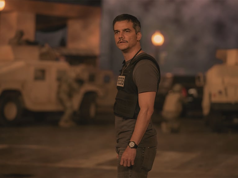 Wagner Moura en una escena de la película Guerra civil, dirigida por Alex Garland.